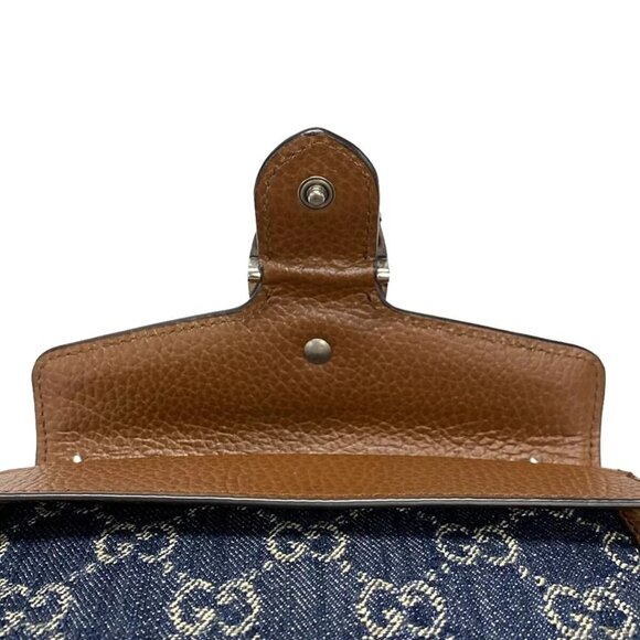 GUCCI Dionysus GG Super Mini Bag Navy Beige Dark Brown Denim Leather 1208-101424 - Picture 9 of 14